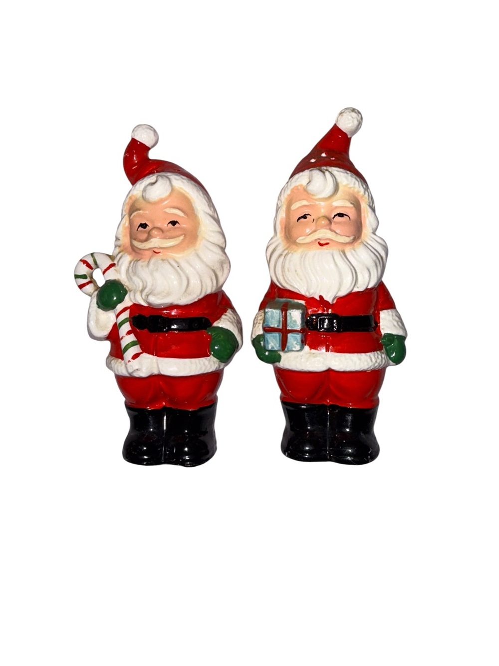Vintage standing santa salt and pepper shakers